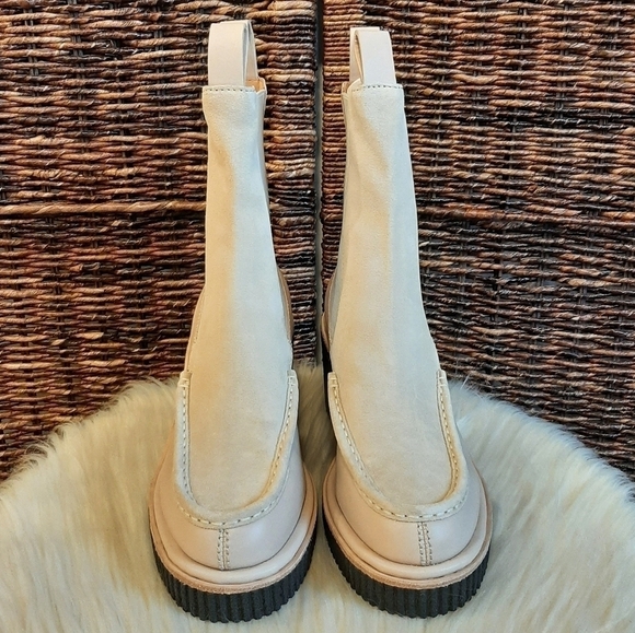 NIB Rag & Bone Sloane Wedge Chelsea Boots Suede Leather Paloma Cream 10 NEW - Picture 2 of 7